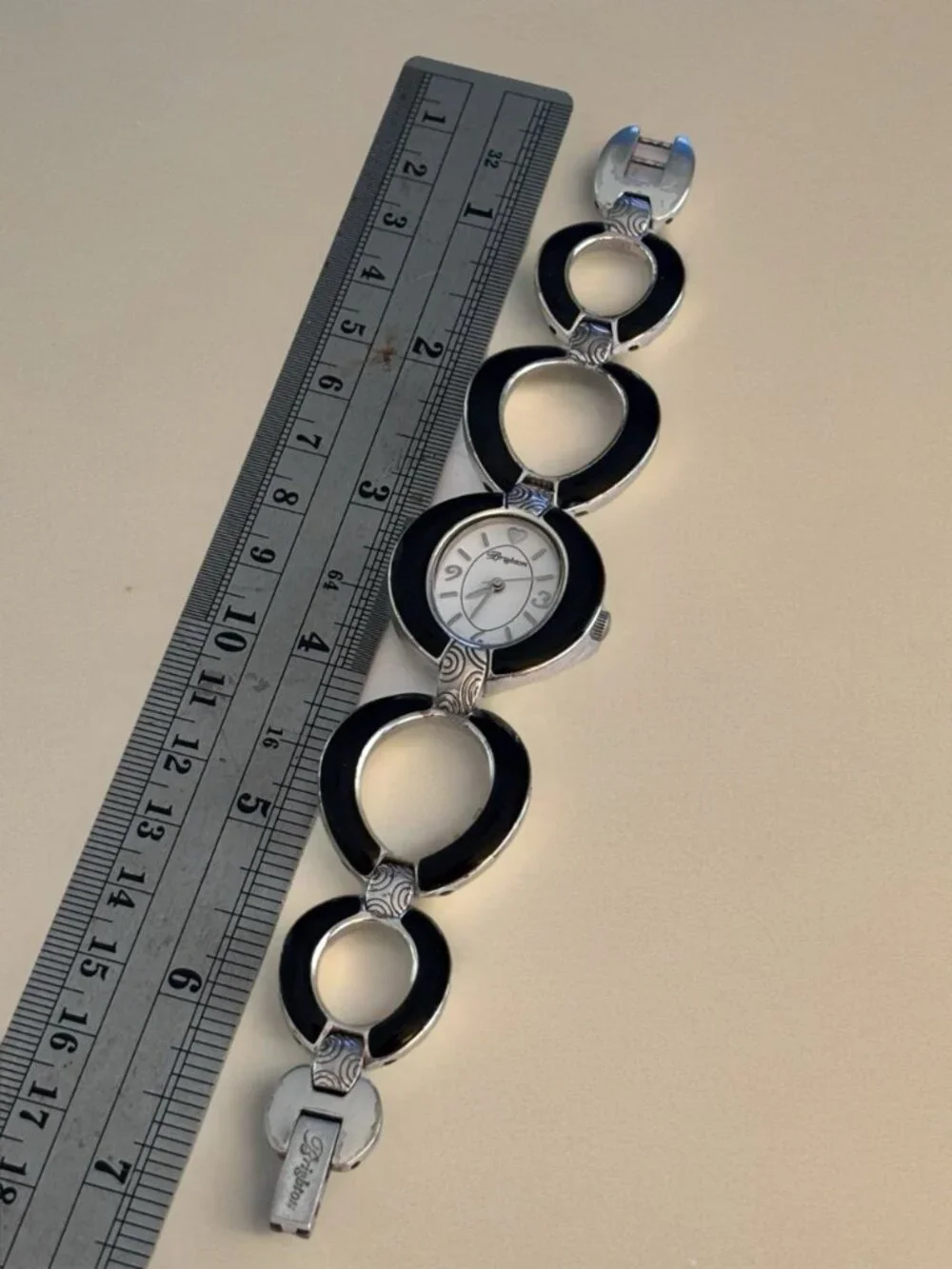 Brighton Padova Oval Link Black Women’s 28mm Bracelet Watch New Battery Included